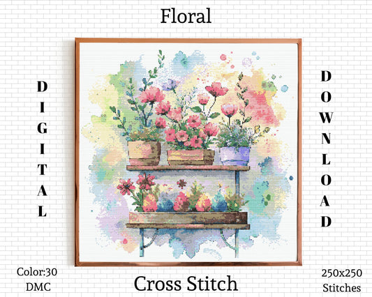 Floral Cross Stitch Pattern | Botanical Cross Stitch | Plants Cross Stitch Pattern | Flower Cross Stitch | Floral Embroidery