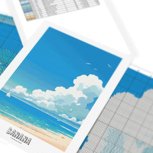 A Day at the Beach Cross Stitch Pattern | Ocean Landscape Cross Stitch Chart Download | Nature Cross Stitch | Summer Cross Stitch PDF