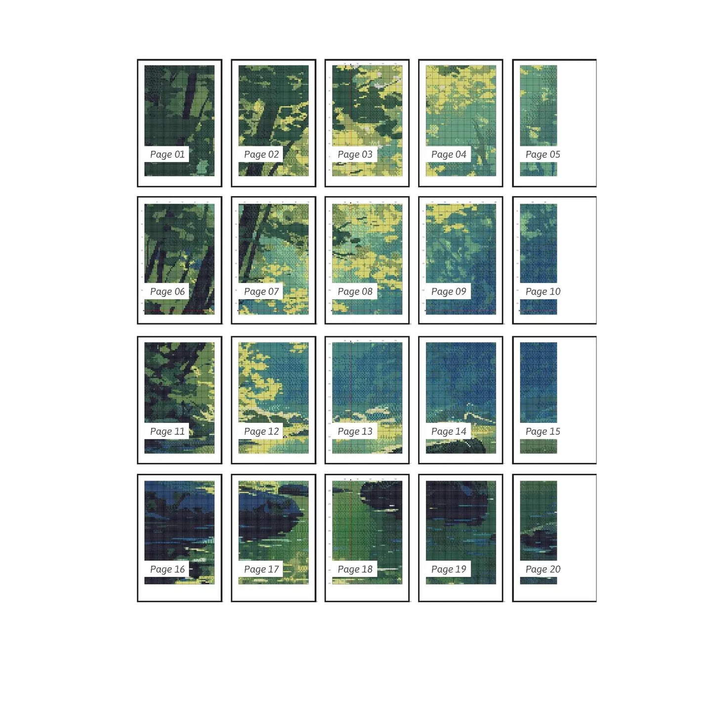 Forest Pond Cross Stitch Pattern | Landscape Cross Stitch Chart Download | Nature Cross Stitch Patterns | Large Counted Cross Stitch PDF