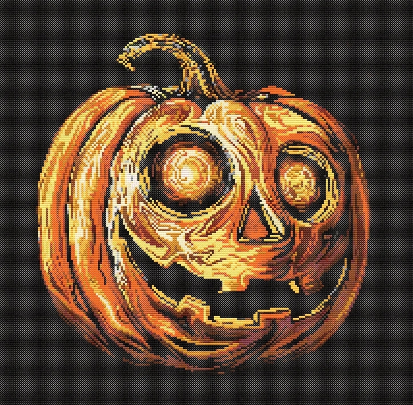 Pumpkin Halloween Cross Stitch Sewing Modern Embroidery Pattern Funny Snarky Cute Beginner Van Gogh Edvard Monk Kitten jack-o-lantern