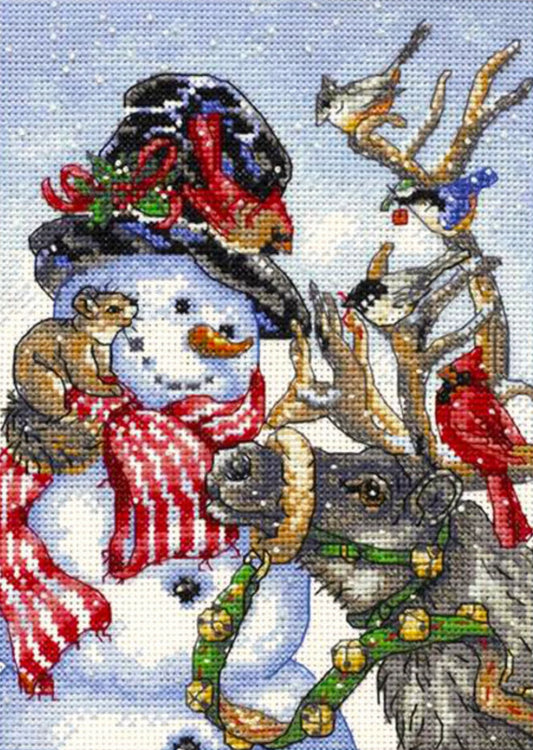 Snowman and Reindeer Cross Stitch Pattern