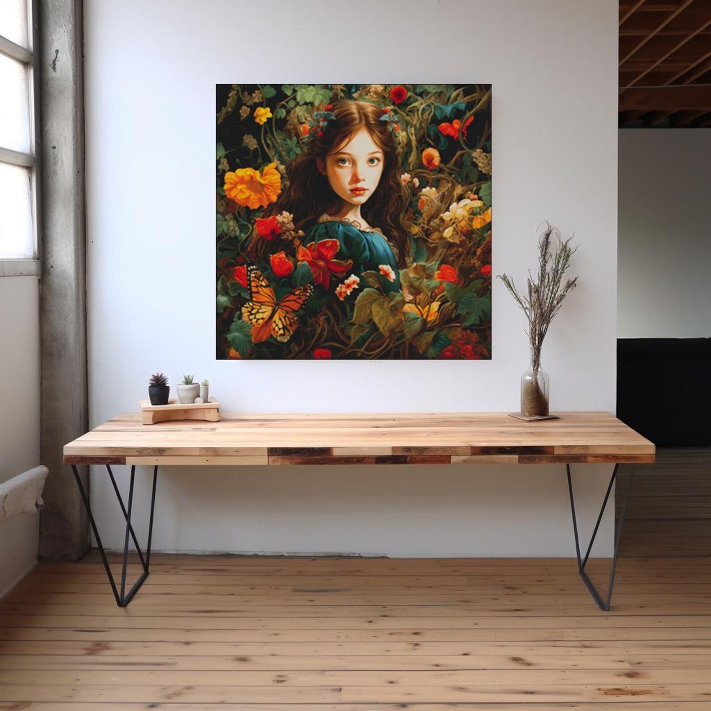 Cross stitch pattern pdf Girl in Flowers, floral embroidery pattern, dmc, magic, summer design, realistic pattern, digital download, chart