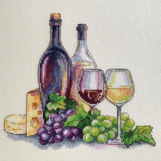 Cross Stitch Pattern "Italian Cuisine. Wine" DMC Embroidery Chart Printable PDF Instant Download