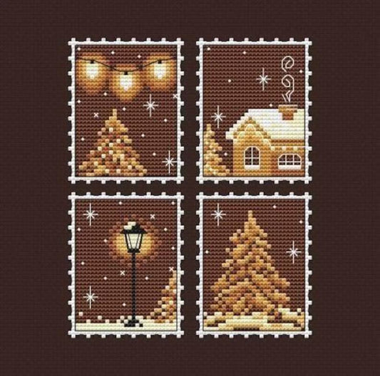 Christmas cross stitch pattern, new year cross stitch, new year tree cross stitch, snow cross stitch