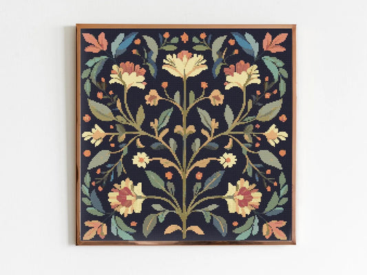 Floral Mid Century Cross Stitch Sewing Modern Embroidery Pattern DMC Classic Artwork Art Needlework Embroidery Botanical Cottagecore Medium