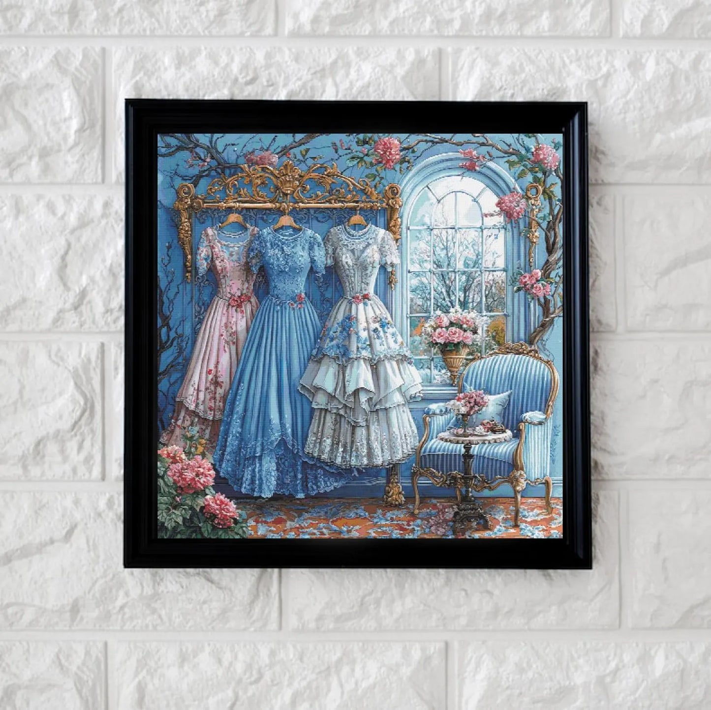 Pretty dresses cross stitch pattern full coverage PDF
