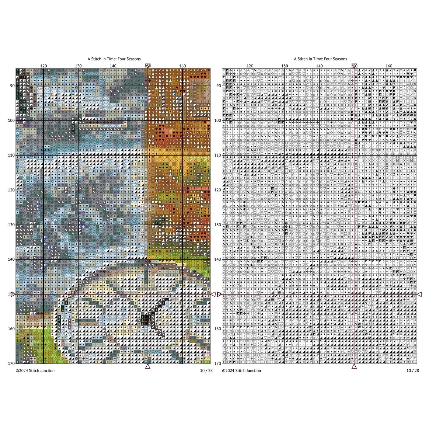 A Stitch in Time Cross Stitch Pattern - Seasonal Garden Landscape, Four Seasons Embroidery, Temperature Design, Digital PDF Download