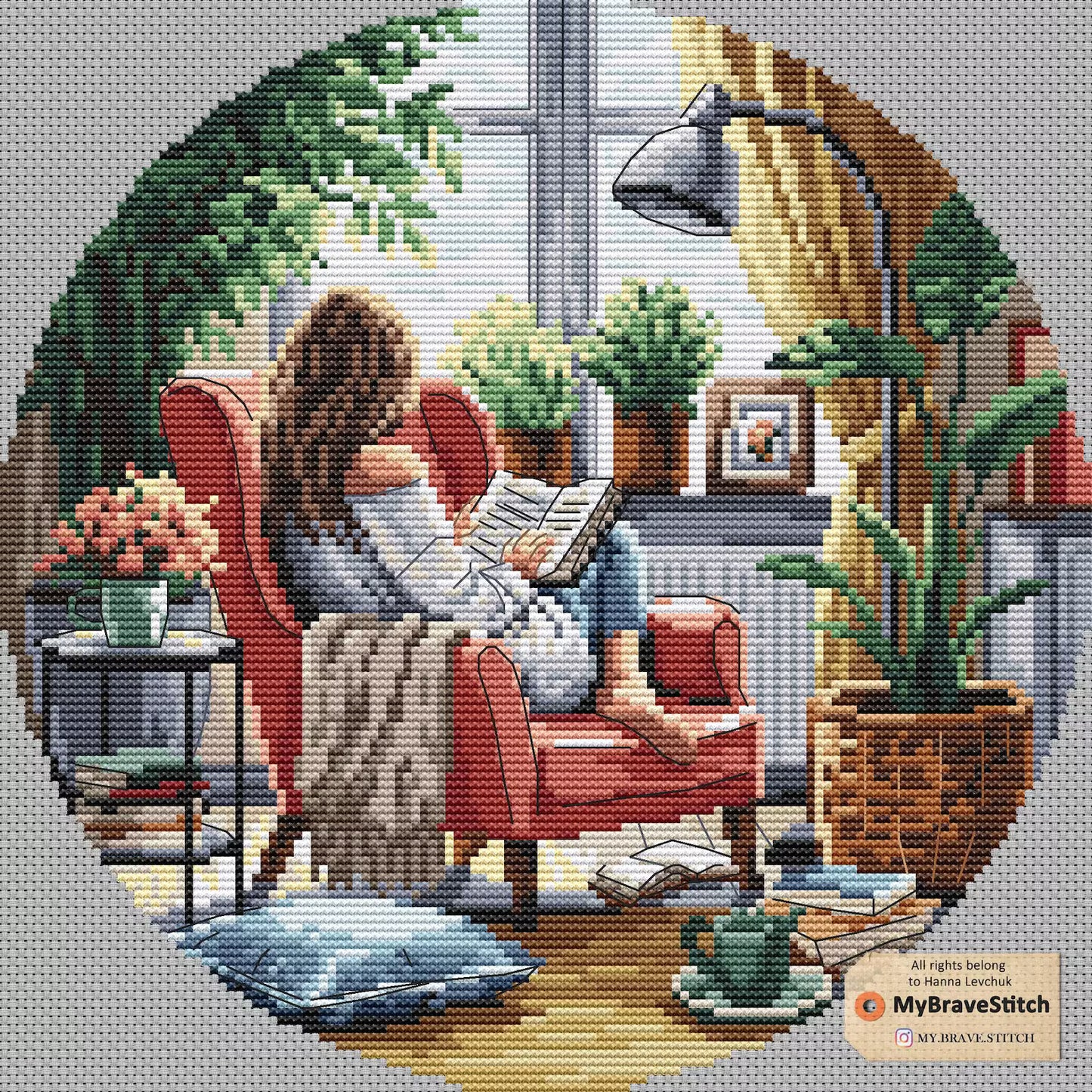 Cozy Reading Girl Cross Stitch Pattern, Cross stitch, punto de cruz, point de croix, crossstitch pattern, cross stitch pattern pdf