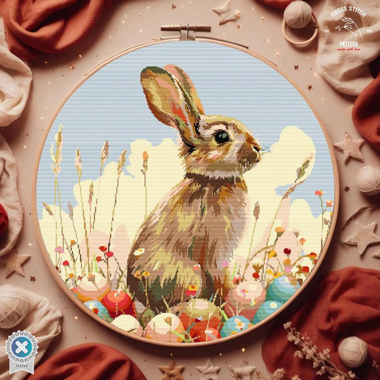 Easter Bunny Cross Stitch Pattern Easter basket embroidery Easter eggs Embroidery Cute Rabbit Easter Decoration cross stitch Easter sunday