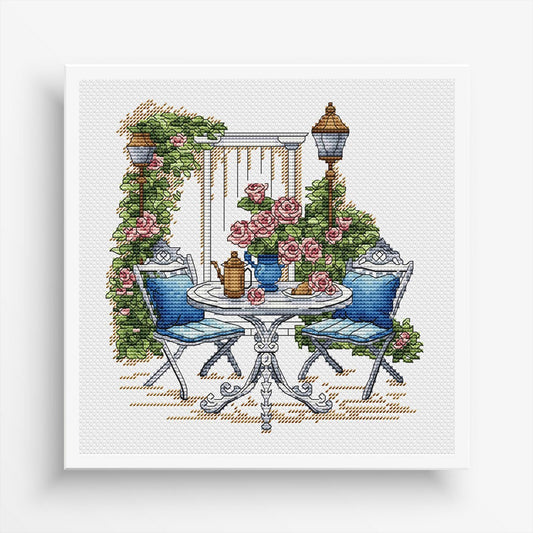 Garden Pattern for Cross Stitch PDF, Rose Counted Cross Stitch, Green Garden Embroidery PDF Digital File Instant Download