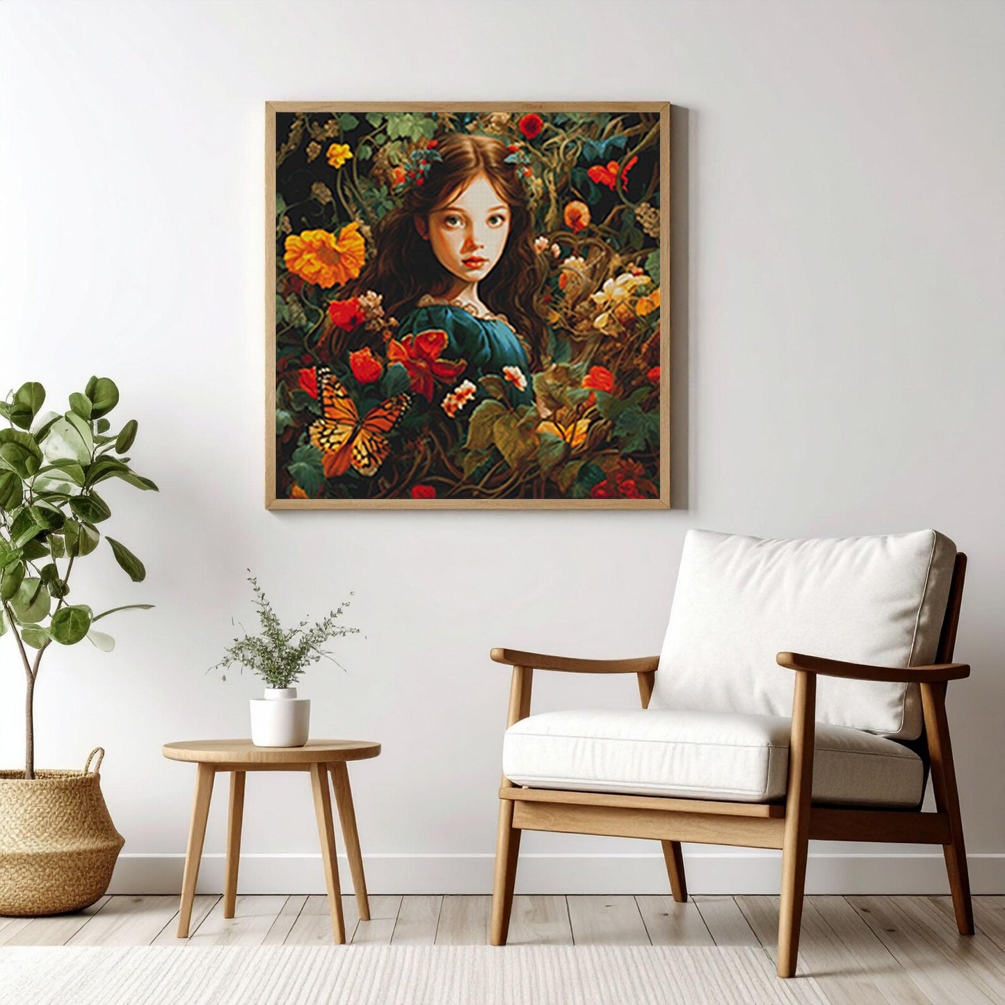 Cross stitch pattern pdf Girl in Flowers, floral embroidery pattern, dmc, magic, summer design, realistic pattern, digital download, chart