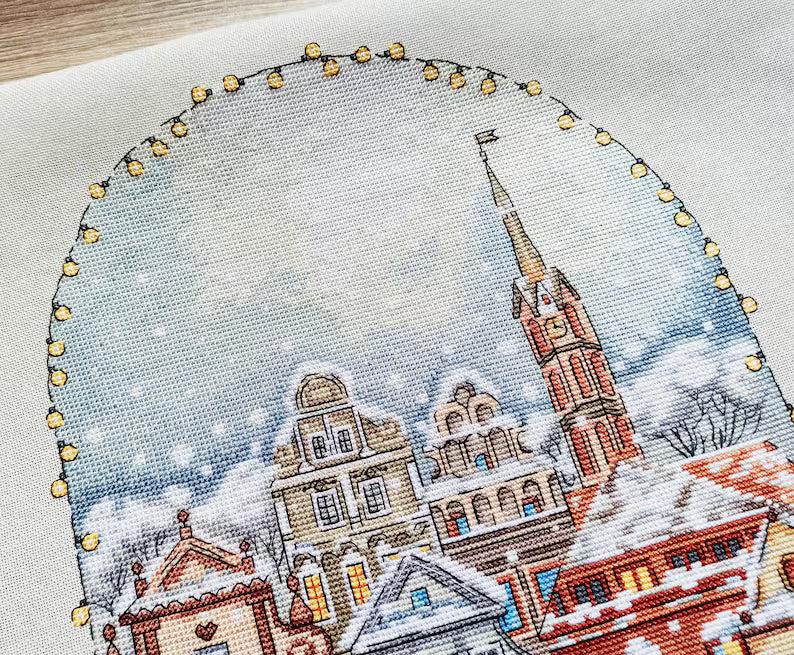 Christmas Houses Cross Stitch Pattern Victorian Winter House City X-mas Scene Art Counted Snow Town Cozy Printable PDF Instant Download