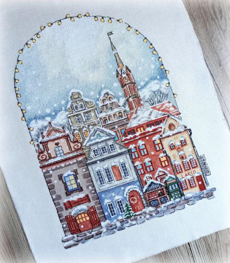 Christmas Houses Cross Stitch Pattern Victorian Winter House City X-mas Scene Art Counted Snow Town Cozy Printable PDF Instant Download
