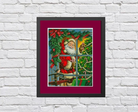 Candy cane santa, Christmas Cross Stitch Pattern, Modern Embroidery, Hand Embroidery Decor, Merry Christmas, Santa pattern, Winter pattern.