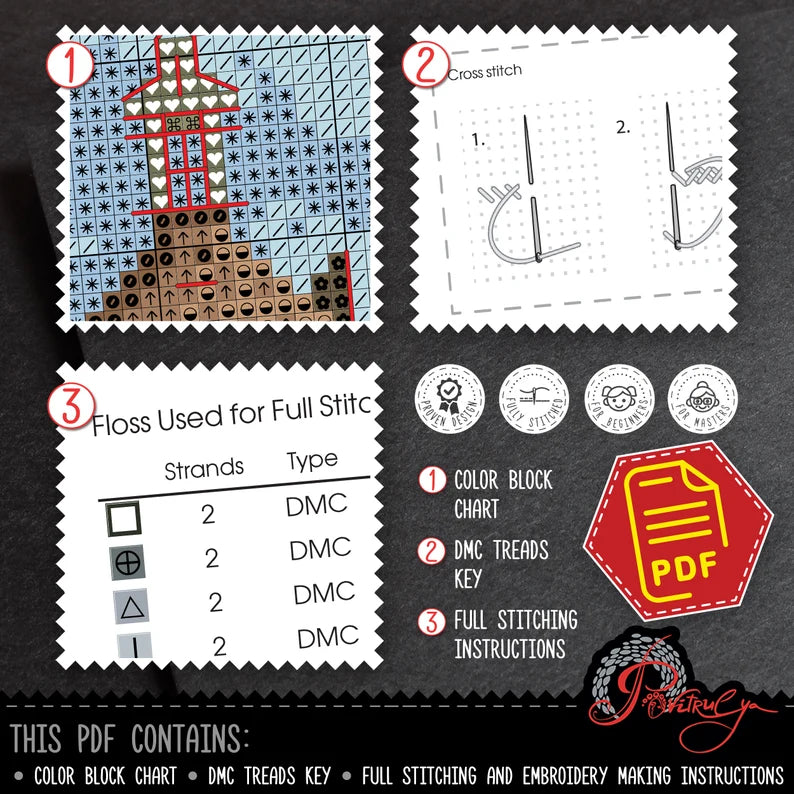 European cityscape cross stitch 'Rothenburg ob der Tauber' counted pattern - Instant Download in PDF