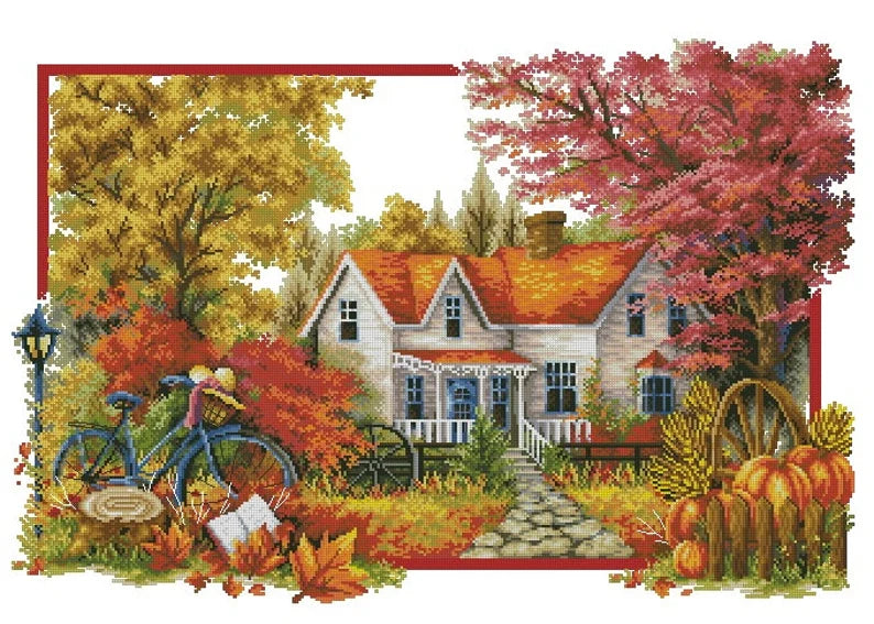 Autumn Garden PDF cross stitch pattern Flavours of autumn Digital cross stitch chart Lantern pumpkin cross stitch pattern