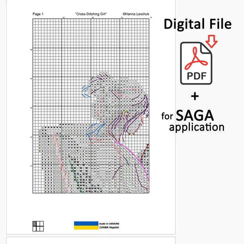 Cross-stitching girl Cross Stitch Pattern PDF, cross stitch patterns, point de croix, counted cross stitch patterns, punto de cruz