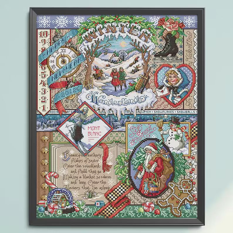 Cross stitch pattern Winter Sampler| Instant download |PDF Christmas embroidery