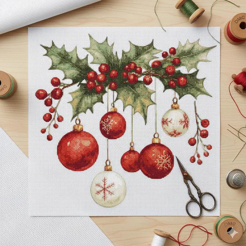 Hanging Christmas Ornaments Cross Stitch Pattern PDF Instant Download