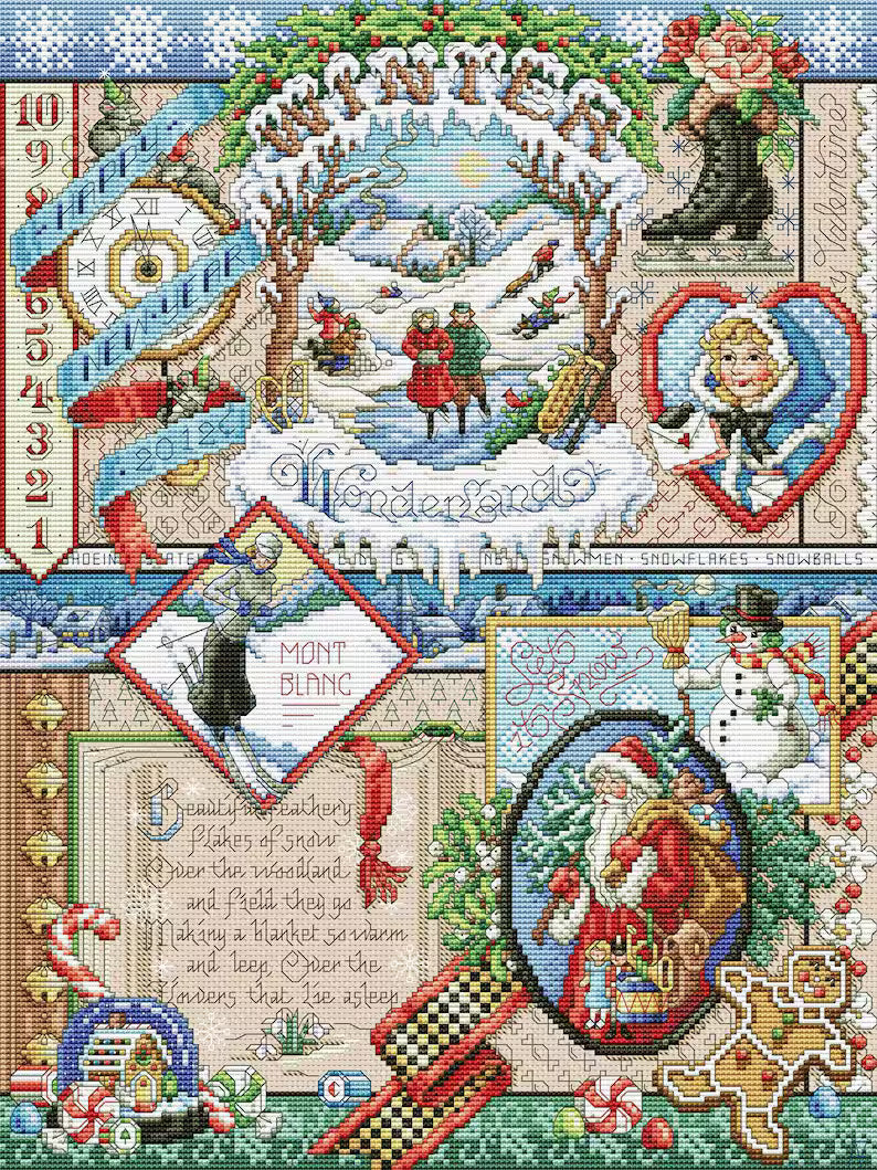 Cross stitch pattern Winter Sampler| Instant download |PDF Christmas embroidery
