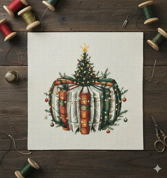 Book Christmas Tree Cross Stitch Pattern: Holiday Reader Gift (PDF Pattern)