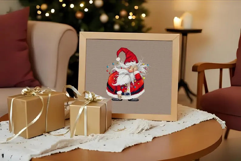 Cute Santa Cross Stitch Pattern | Cozy Christmas Decor | Beginner Cross Stitch | Modern Holiday Embroidery | Holiday Stitch | Santa Decor