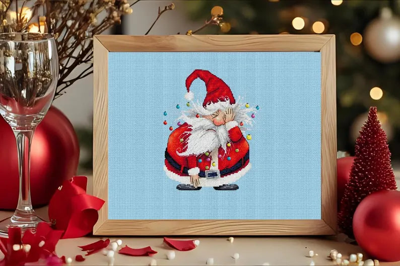 Cute Santa Cross Stitch Pattern | Cozy Christmas Decor | Beginner Cross Stitch | Modern Holiday Embroidery | Holiday Stitch | Santa Decor