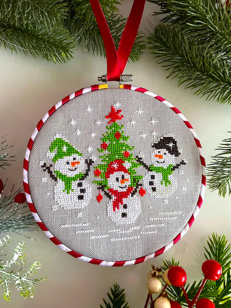 DANCING CHRISTMAS SNOWMEN Cross stitch pattern Pdf Instant Download