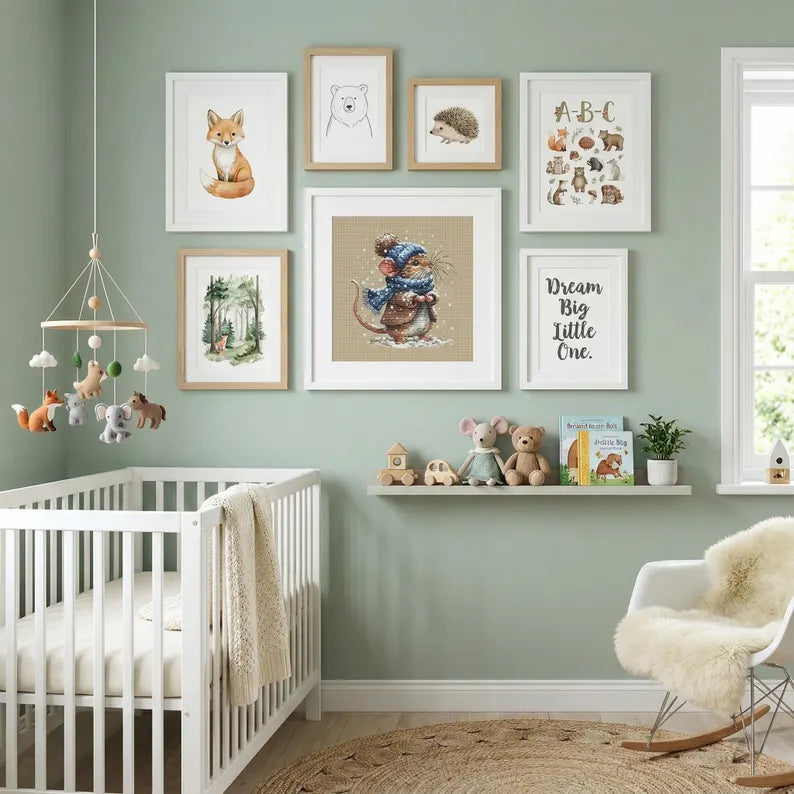 Winter Mouse Snowy Animal Cross Stitch Pattern PDF Downloadable Needlework Chart Digital Download