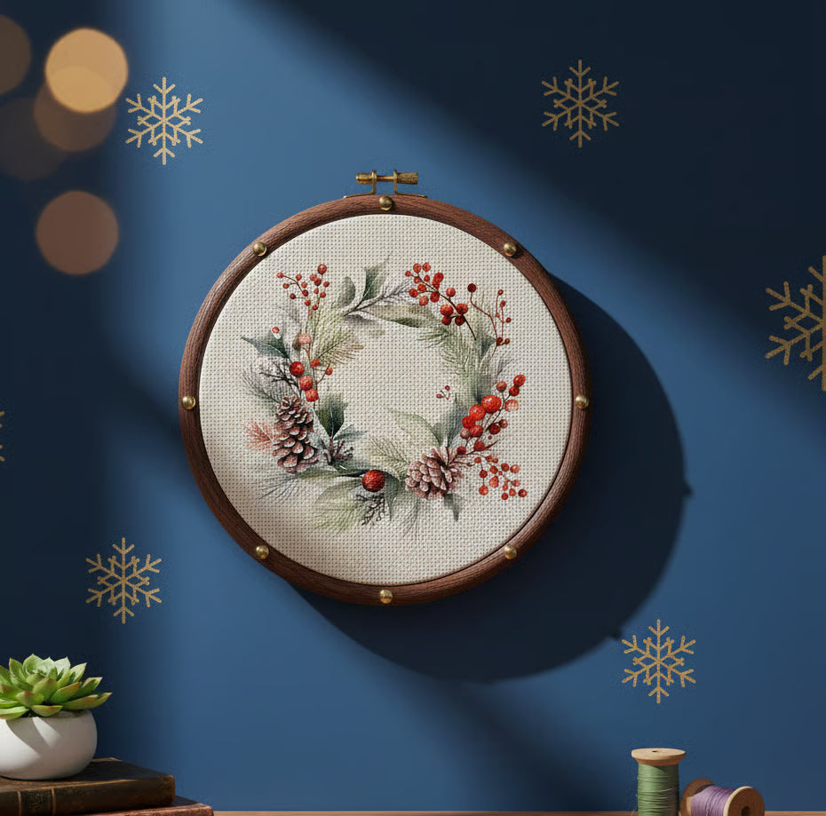 Christmas Wreath Cross Stitch Pattern PDF Instant Download
