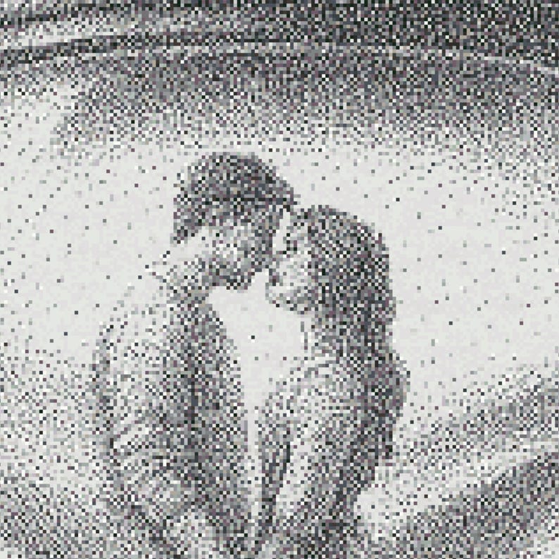 Romantic Hourglass Cross Stitch Pattern, Young & Old Love PDF Pattern