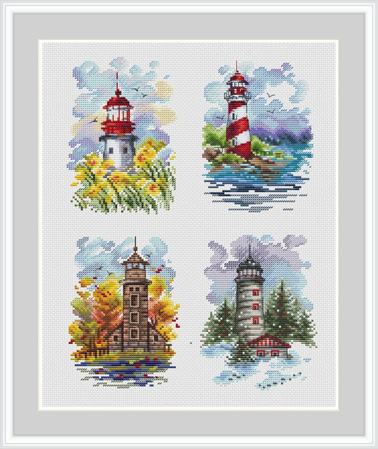 Lighthouses - Seasons Cross Stitch Pattern Instant Download